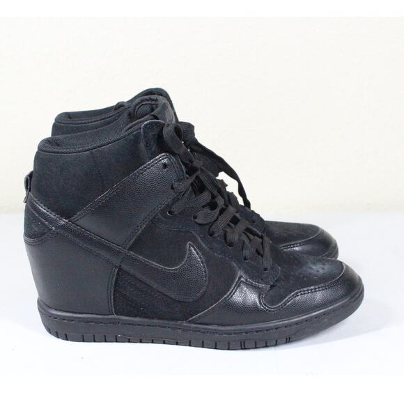 Nike Dunk Sky Hi Black Out Hidden Wedge Suede Shoes 528899-004 Women Size 7 - Picture 2 of 8